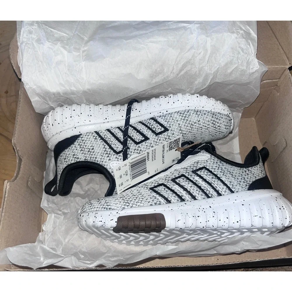 Adidas Kaptir Flow 2.0 K Kids Running Shoes White Black JR8091 Size 13K NIB
